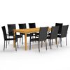 vidaXL Ensemble &agrave; manger de jardin 9 pcs Noir