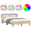 vidaXL Cadre de lit avec LED sans matelas ch&ecirc;ne sonoma 120x190 cm