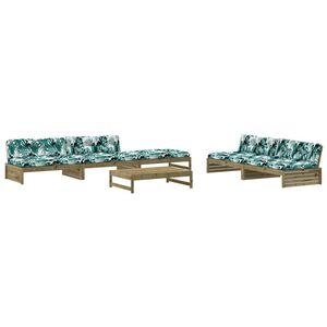vidaXL Salon de jardin 6 pcs avec coussins bois de pin impr&eacute;gn&eacute;