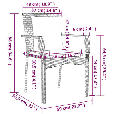 vidaXL Ensemble à manger de jardin coussins 5 pcs noir et gris