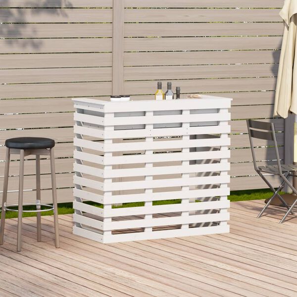 vidaXL Table de bar d'ext&eacute;rieur blanc 113,5x50x103 cm bois massif pin