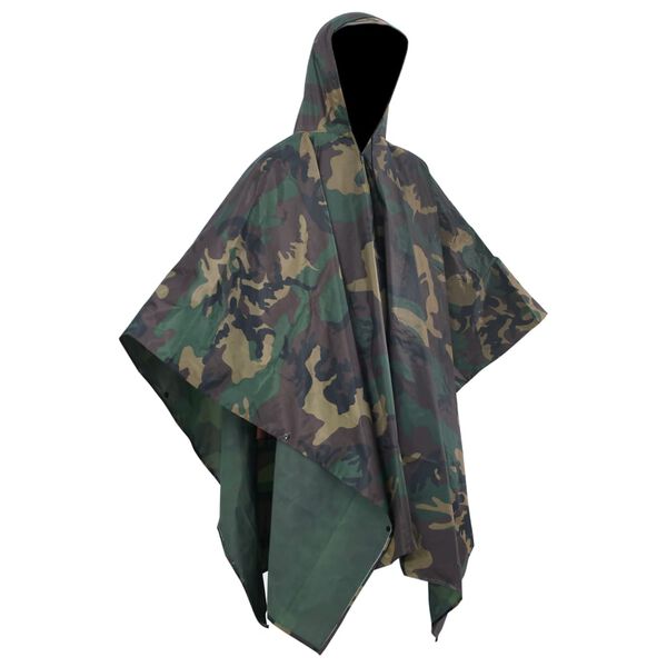 vidaXL Poncho de pluie imperm&eacute;able pour camping/randonn&eacute;e Camouflage