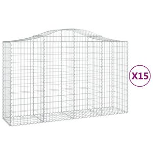 vidaXL Paniers &agrave; gabions arqu&eacute;s 15 pcs 200x50x120/140 cm Fer galvanis&eacute;