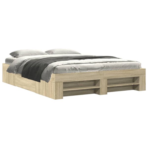 vidaXL Cadre de lit sans matelas ch&ecirc;ne sonoma 160x200 cm