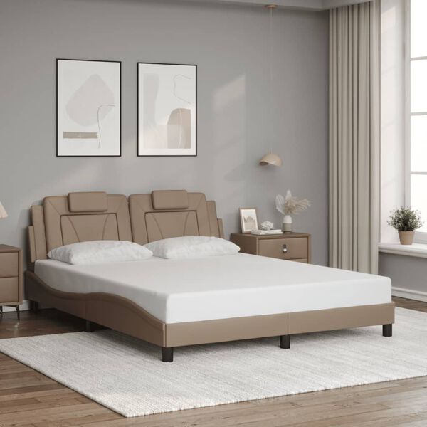 vidaXL Cadre de lit Viana avec LED sans matelas cappuccino 160x200 cm