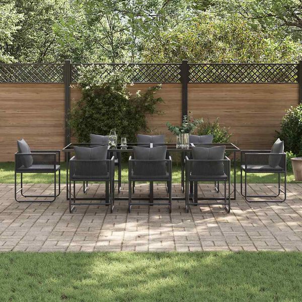 vidaXL Ensemble de salle &agrave; manger pour jardin 9 pcs Noir Acier