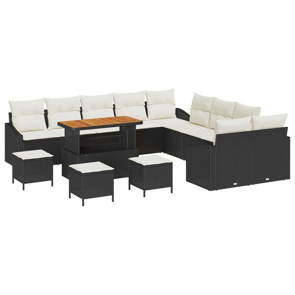 vidaXL Ensemble de canap&eacute; de jardin 13 pcs Noir Poly rotin