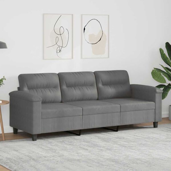 vidaXL Canap&eacute; &agrave; 3 places Gris fonc&eacute; 180 cm Tissu microfibre