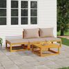vidaXL Salon de jardin 4 pcs avec coussins taupe bois massif