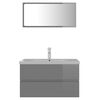 vidaXL Meubles de salle de bain gris brillant bois d'ing&eacute;nierie