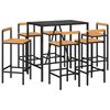 vidaXL Ensemble de bar jardin 7 pcs noir poly rotin/bois massif acacia