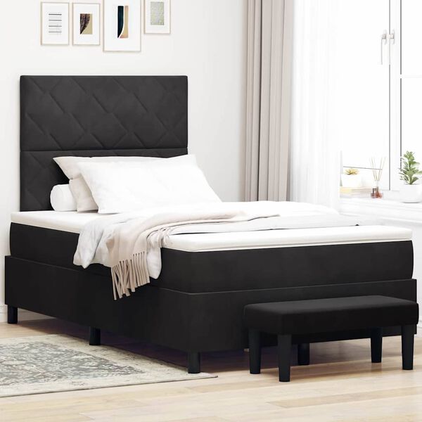 vidaXL Lit &agrave; ressorts avec matelas Noir 120 x 190 cm Velours