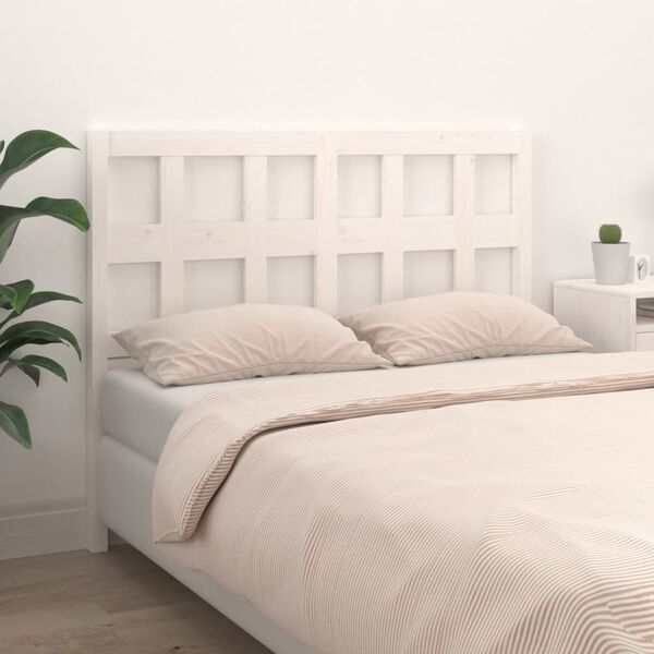 vidaXL T&ecirc;te de lit Blanc 140,5x4x100 cm Bois massif de pin