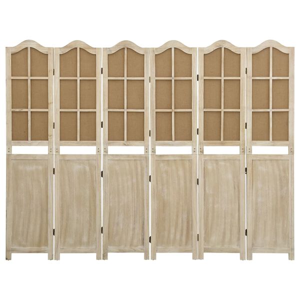 vidaXL Cloison de s&eacute;paration 6 panneaux Marron 214x165 cm Tissu