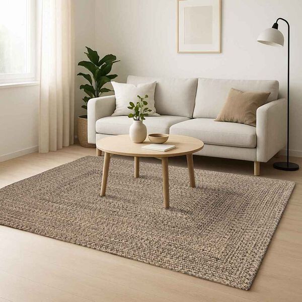 vidaXL Tapis de surface Carr&eacute; Naturel et Noir 300 x 300 cm Jute