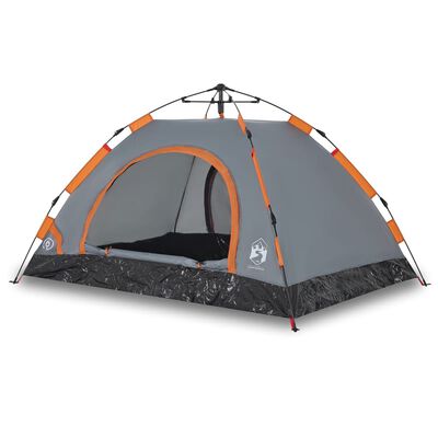 vidaXL Tente de camping 2 personnes gris et orange libération rapide