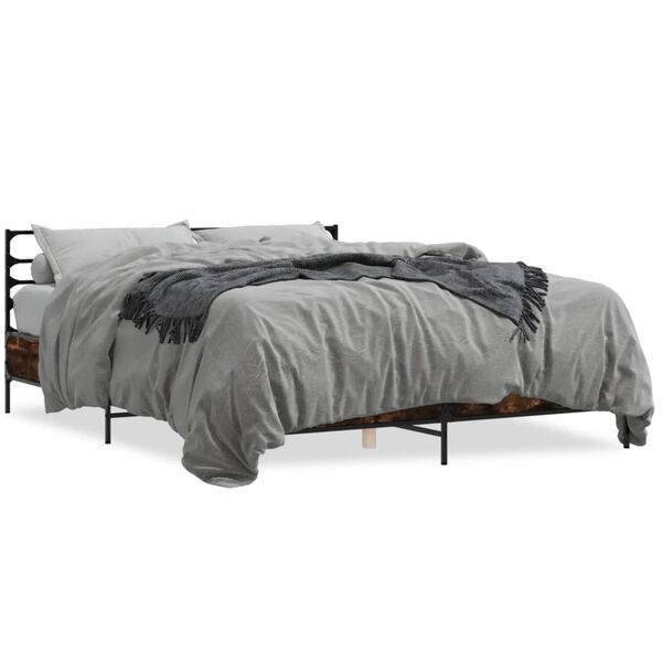 vidaXL Cadre de lit sans matelas ch&ecirc;ne fum&eacute; 160x200 cm