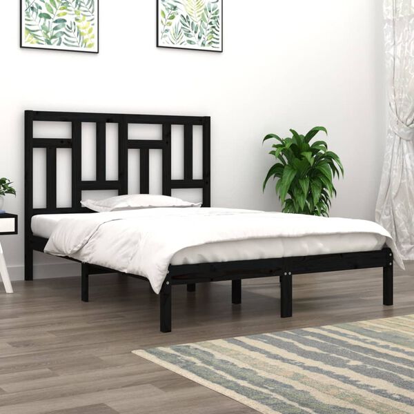 vidaXL Cadre de lit sans matelas noir 200x200 cm bois massif de pin