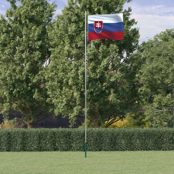 vidaXL Drapeau de la Slovaquie et m&acirc;t 6,23 m Aluminium