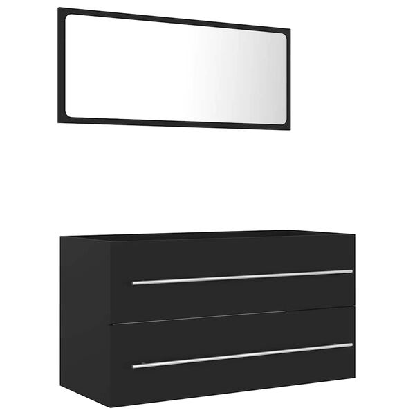 vidaXL Ensemble de meubles de salle de bain 2 pcs gris bois ing&eacute;nierie