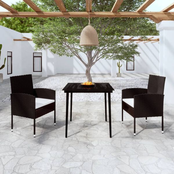 vidaXL Ensemble &agrave; manger de jardin 3 pcs Noir