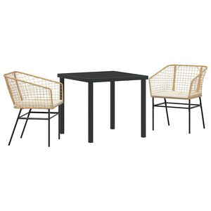 vidaXL Ensemble de salle &agrave; manger pour jardin 3 pc Marron polyrotin