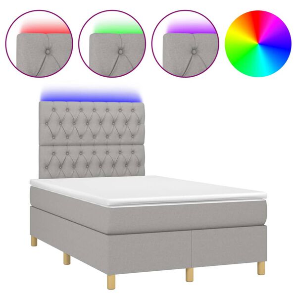 vidaXL Sommier &agrave; lattes de lit matelas et LED Gris clair 120x200 cm