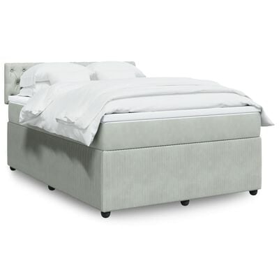 vidaXL Sommier à lattes de lit et matelas Gris clair 160x200cm Velours