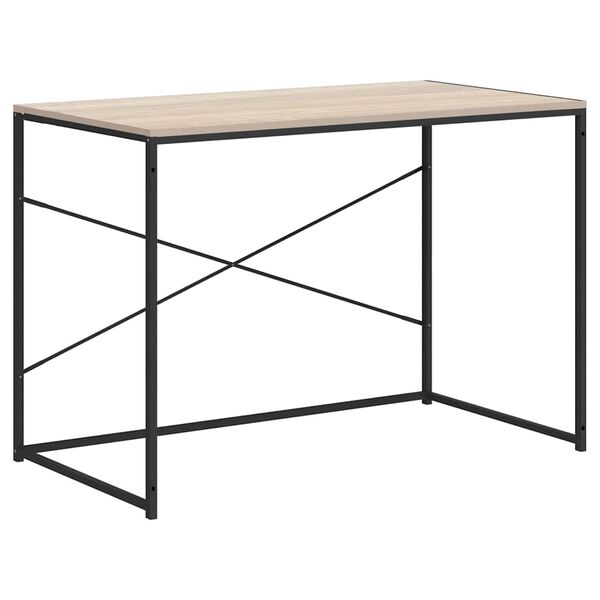 vidaXL Bureau d'ordinateur Noir et ch&ecirc;ne 110x60x70cm Bois d'ing&eacute;nierie