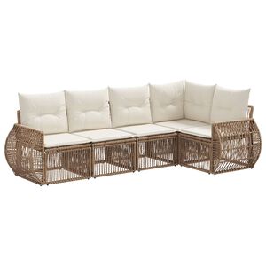 vidaXL Ensemble de canap&eacute; de jardin 5 pc Beige et blanc cr&egrave;me