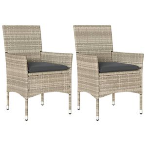 vidaXL Chaises de jardin coussins lot de 2 gris clair r&eacute;sine tress&eacute;e