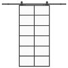 vidaXL Porte coulissante kit de quincaillerie noir 90x205 cm verre ESG
