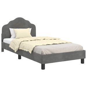 vidaXL Cadre de lit pour enfants avec t&ecirc;te de lit Gris fonc&eacute;