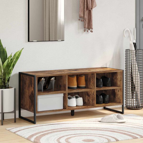 vidaXL Cabinet &agrave; chaussures avec stockage Ch&ecirc;ne Fum&eacute; 60 x 35 x 44 cm