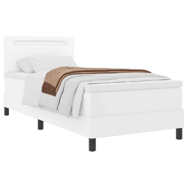 vidaXL Lit &agrave; ressorts avec matelas Blanc 100 x 200 cm Simili cuir