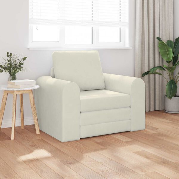 vidaXL Canap&eacute;-Lit Cr&egrave;me 98 x 71 x 83 cm Velours