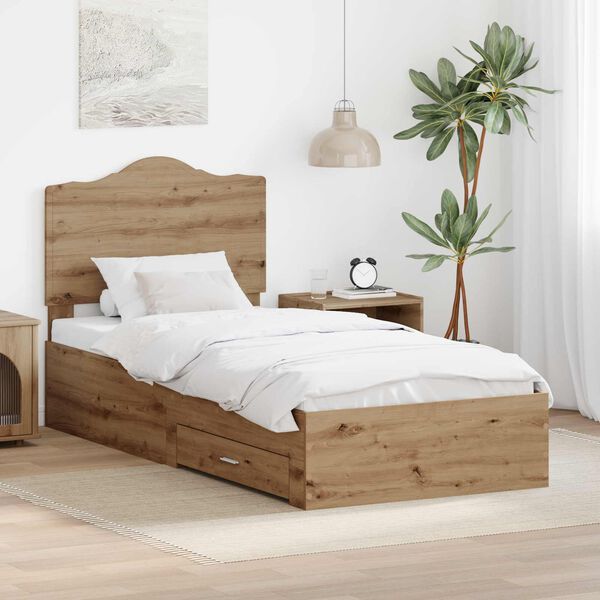 vidaXL Cadre de lit Ch&ecirc;ne artisanal 100 x 200 cm Bois d'ing&eacute;nierie