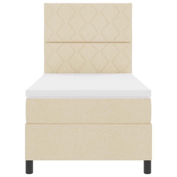 vidaXL Lit &agrave; ressorts avec matelas Cr&egrave;me 100 x 200 cm tissu