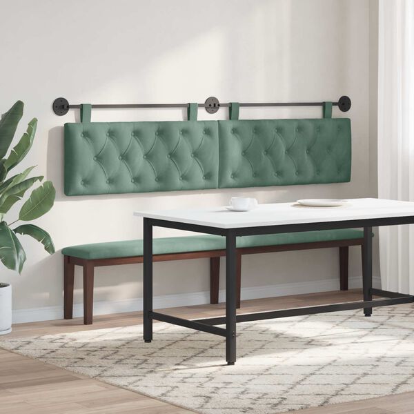 vidaXL T&ecirc;te de lit suspendue Vert Mer 210 x 55 x 7 cm Velours