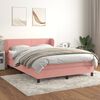vidaXL Sommier &agrave; lattes de lit avec matelas Rose 140x200 cm Velours