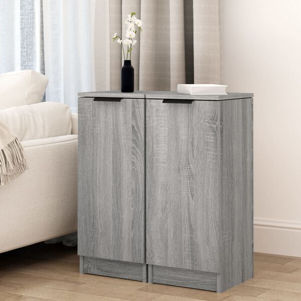 vidaXL Buffets 2 pcs Sonoma gris 30x30x70 cm Bois d'ing&eacute;nierie