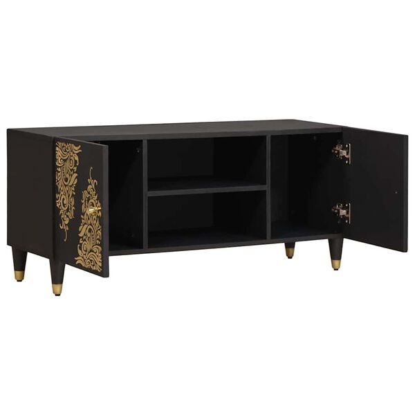 vidaXL Meuble TV Noir 105 x 33 x 46 cm Bois de mangue massif