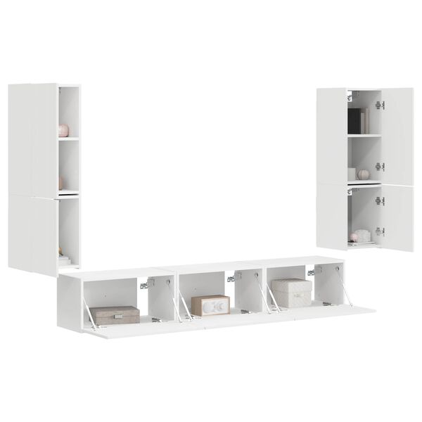 vidaXL Ensemble meuble TV Montage mural 4 pcs Blanc Bois d'ing&eacute;nierie