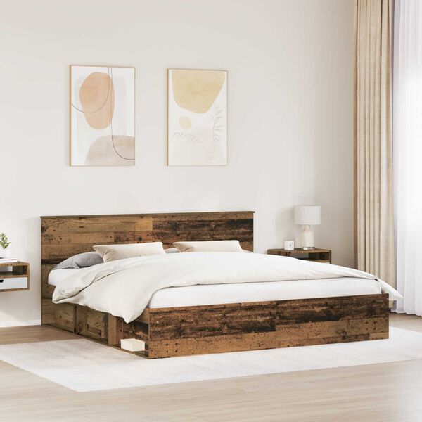 vidaXL Cadre de lit Bois ancien 200 x 200 cm Pin massif