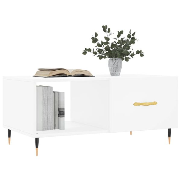 vidaXL Table basse blanc 90x50x40 cm bois d'ing&eacute;nierie
