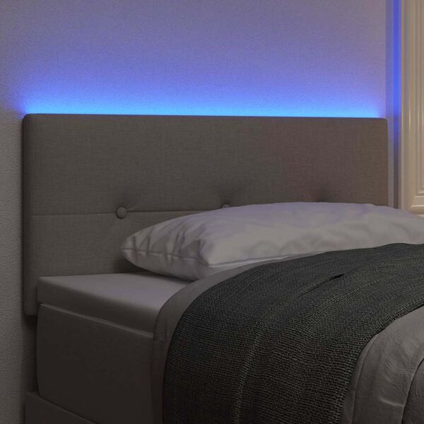 vidaXL T&ecirc;te de lit LED avec des lumi&egrave;res &agrave; LED Taupe 90 cm Polyester