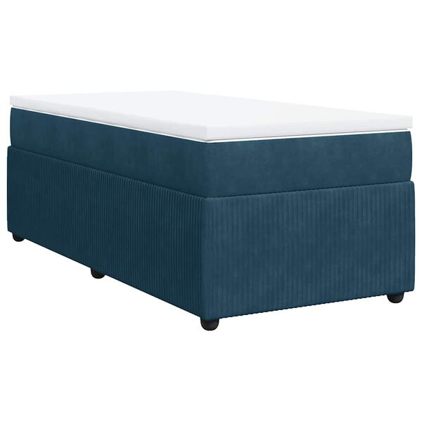 vidaXL Sommier &agrave; lattes de lit avec matelas Bleu fonc&eacute; 90x190 cm