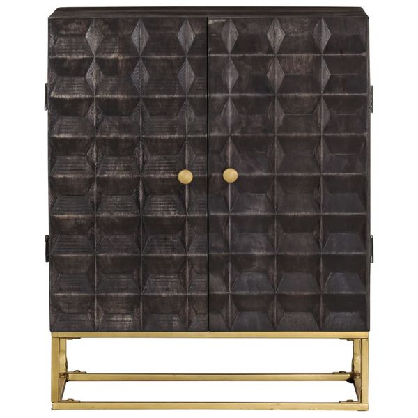 vidaXL Buffet Noir 60x35x75 cm Bois de manguier massif