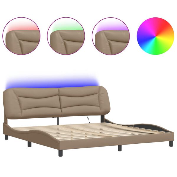 vidaXL Cadre de lit avec LED sans matelas Hvar cappuccino 200x200 cm