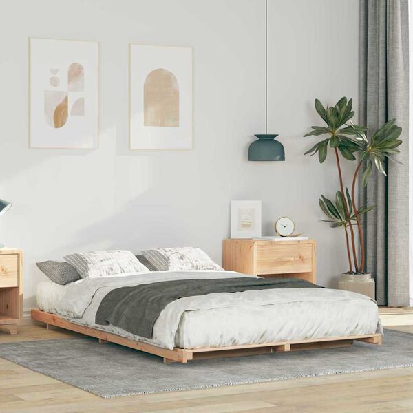 vidaXL Cadre de lit sur&eacute;lev&eacute; Marron 120 x 200 cm Bois massif en pin
